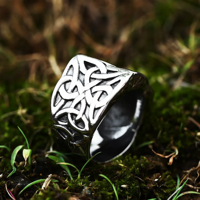 Celtic Knot Weave Viking Symbols Ring for Men Nordic Stainless Steel Odin Rings Amulet Jewelry