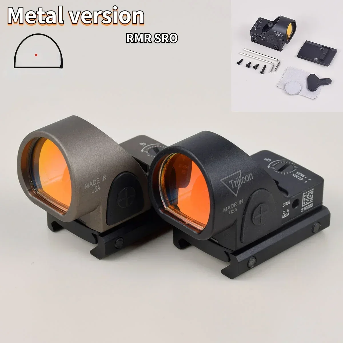 

Metal Trijicon RMR SRO MRO Red Dot Sight Tactical Glock Mount Pistol Rifle Compound Sight Reflection Hologram Riflescope hunting