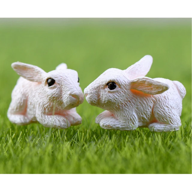 Mini lapin en résine de 1.5cm, 4 pièces/lot, décoration de jardin féerique,  artisanat de