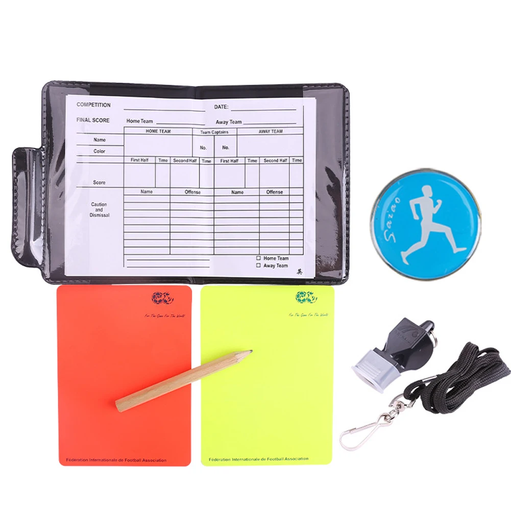 Referee Essentials Set: Whistle, Scorebook, Pencil, Red & Yellow Warning Cards