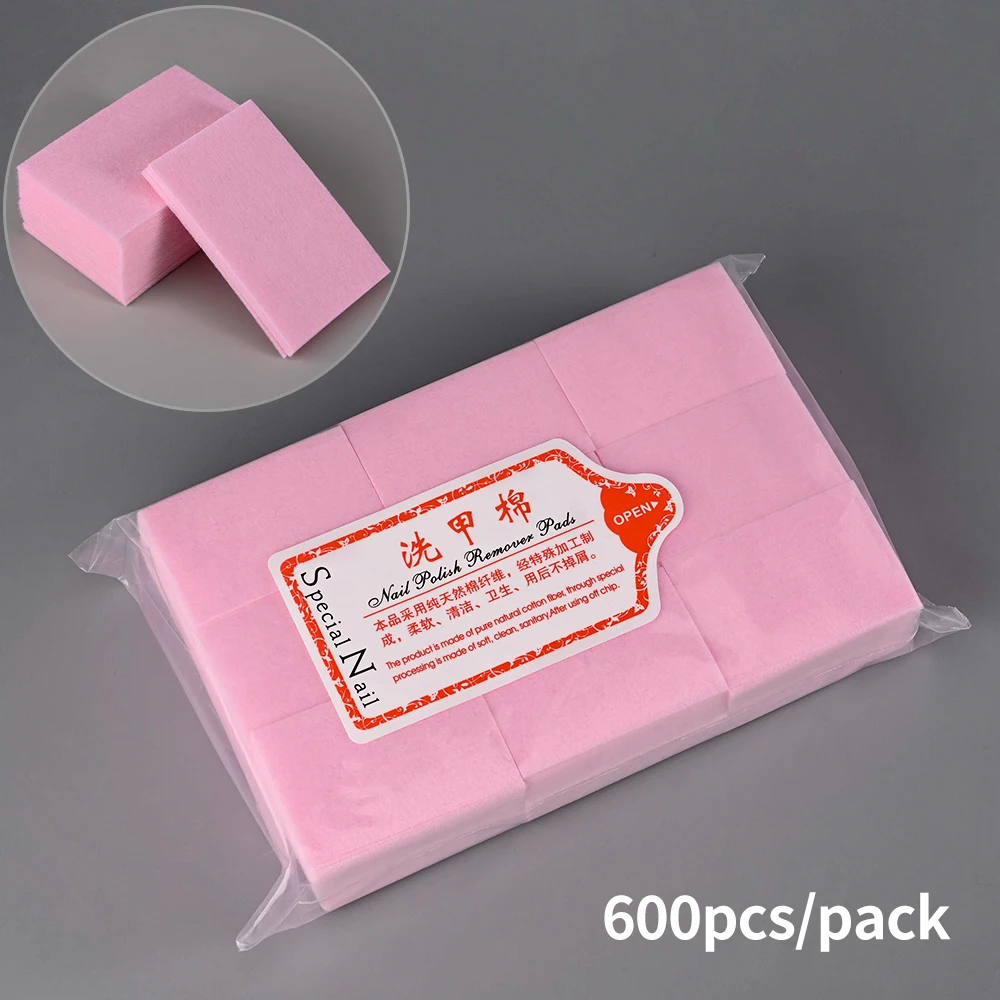 1000/500/100pcs Nail Wipe 100% Cotton Pads Lint Free Gel Nail thumbnail 5