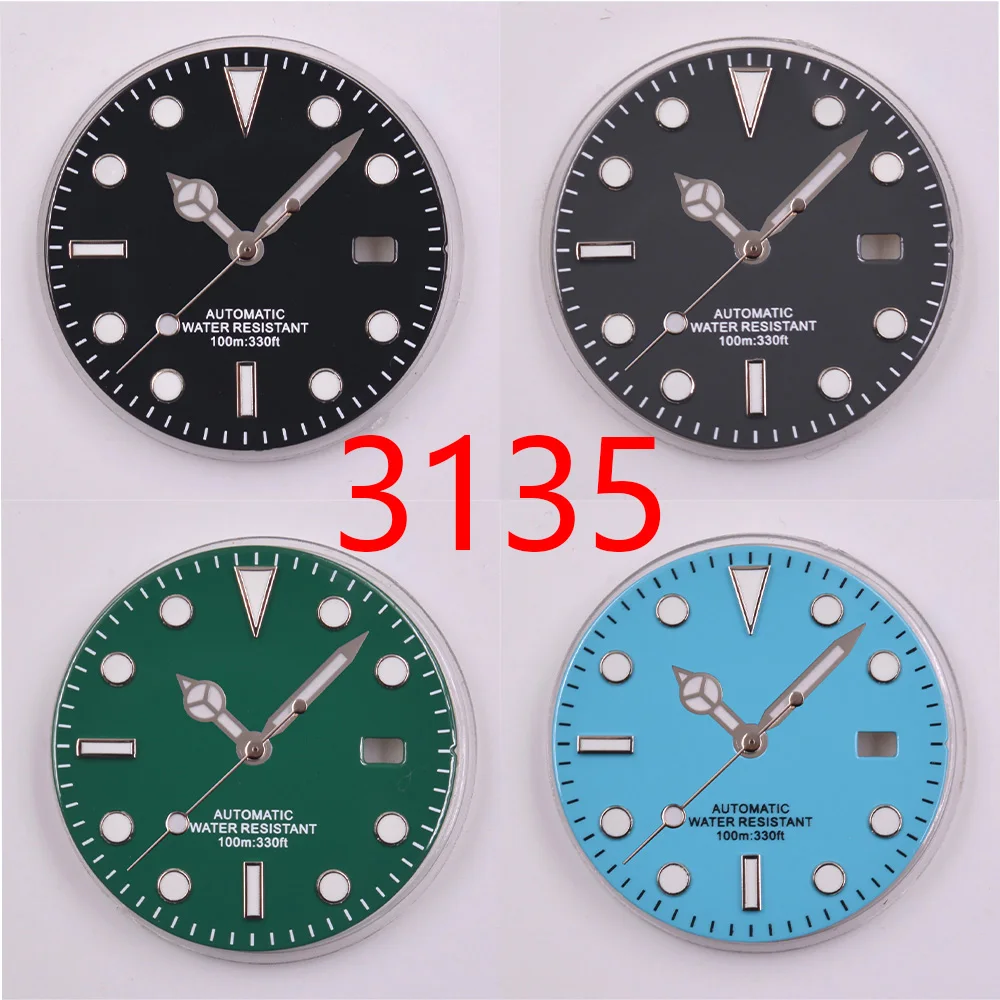 Quadrante Sterile Da 28.5Mm Quadrante Luminoso Blu Verde Lancette Per Orologi Fit 3135 Accessori Per Orologi Con Movimento