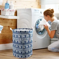 Large Free Standing Clothes Storage Pouch with Lid Toy Bag Bedroom Laundry Dirty Clothes Basket Drawstring Foldable Laundry Bag 2