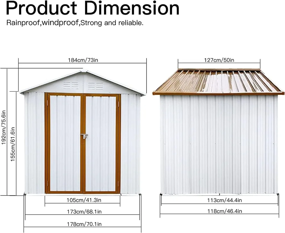 Outdoor Storage Shed 4x6 FT, Metal Outside Sheds with Apex Roof Galvanized Steel for Backyard, Patio, Lawn, Tool Shed images - 6
