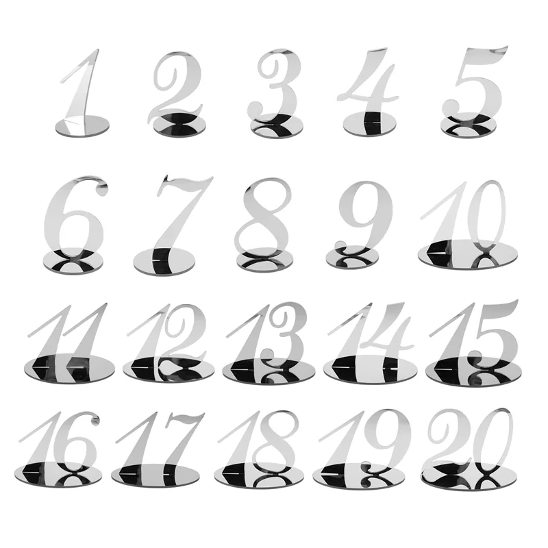 AC76-Table Numbers Wedding Table Numbers Acrylic Table For Wedding Stands For (Silver)