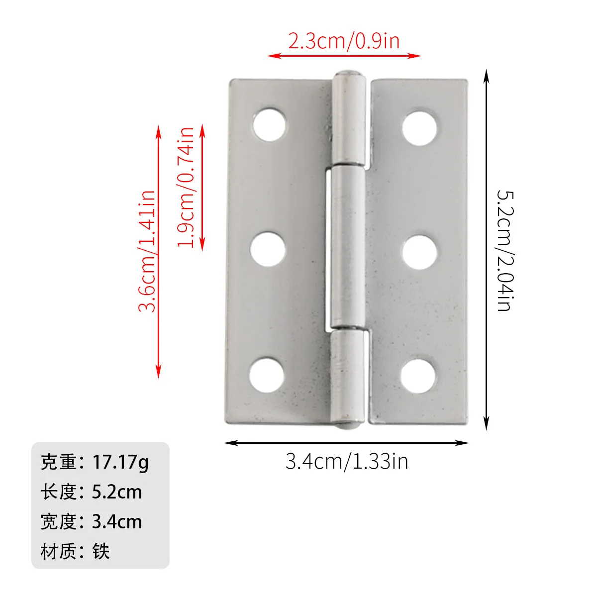 JD52*33mm 6 hole Painted Wooden Box Gift Box Flat Hinge Packaging Hardware Accessories Stainless Steel Hinges Door Hinges