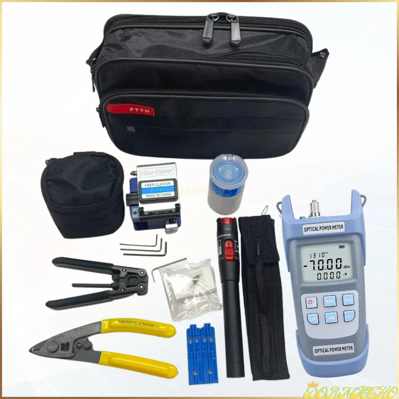 

Fiber Optic Tool Kit with FC-6S Fiber Cleaver -70~+10dBm AUA-G710A Mini Optical Power Meter Tester 10mw Visual Fault Locator