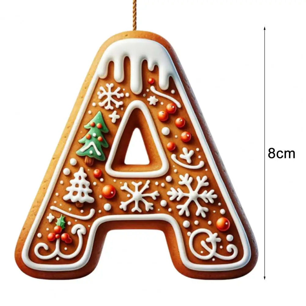Gingerbread Alphabet Ornaments 26 Initial Letter Candy Cane Pendant with Berries Pattern Mini Monogram Christmas Tree Ha 1/26Pcs christmas decorations