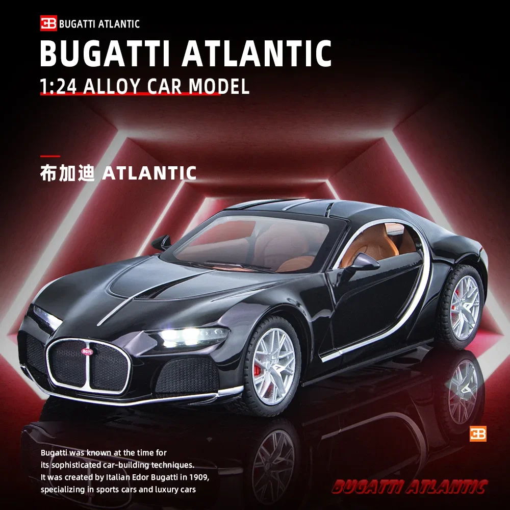 

Модель спортивного автомобиля Bugatti Atlantic 1:24, модель литая автомобиля из металлического сплава, детские игрушки, коллекционные подарки