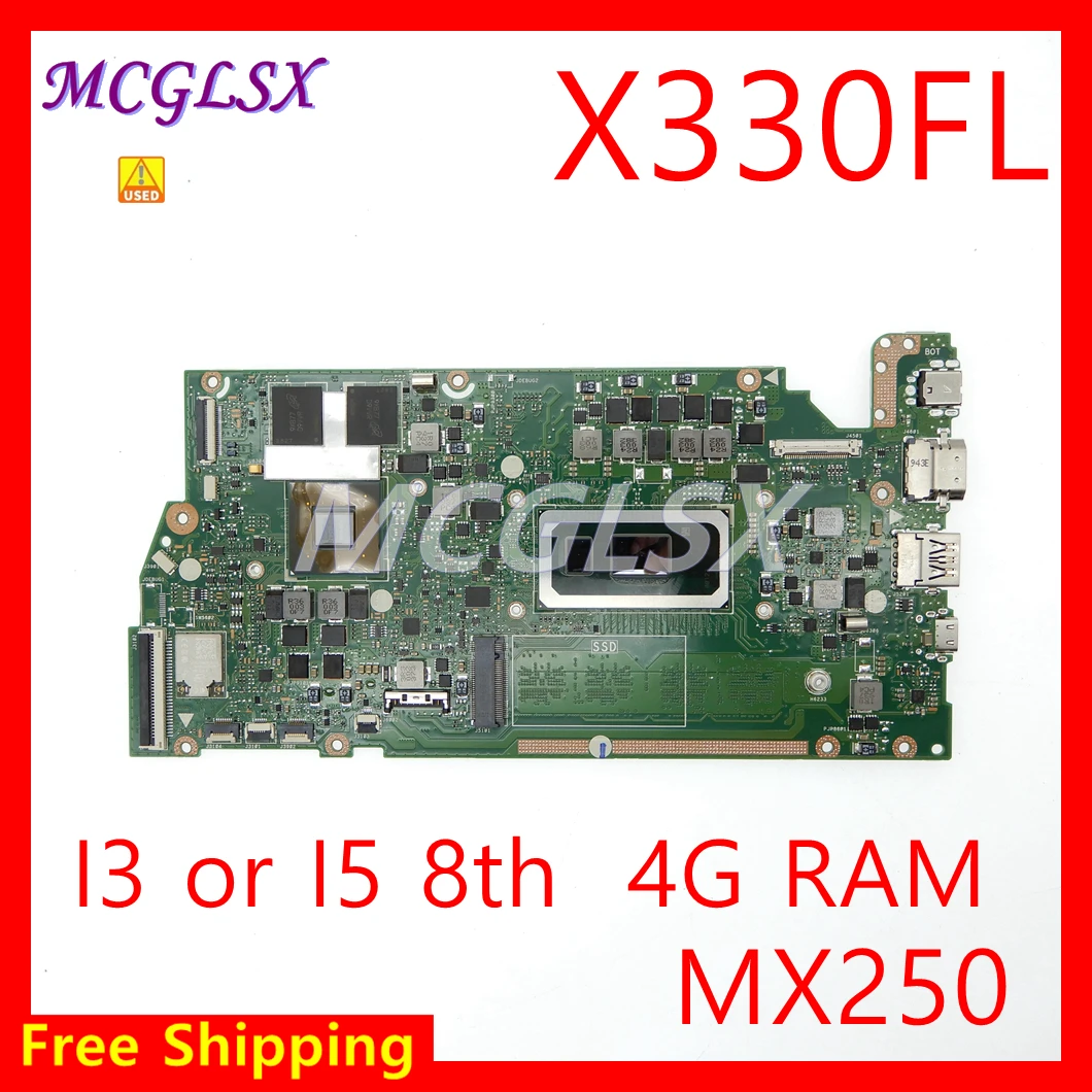 

Материнская плата ASUS X330FA X330FL X330FN X330F S330F I330F K330F V330F материнская плата для ноутбука I3 I5 I4GB RAM MX250 2G б/у