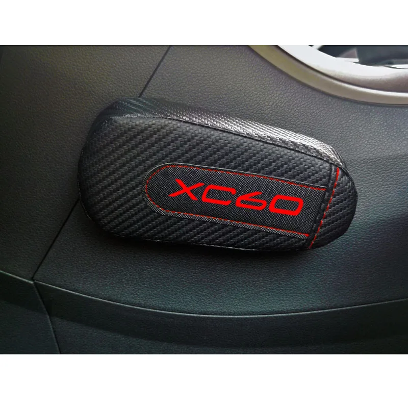 볼보 Xc60 용 탄소 섬유 가죽 자동차 다리 쿠션 무릎 패드, 자동차 문짝 암 패드, 자동차 액세서리, 차량 보호, 1 개