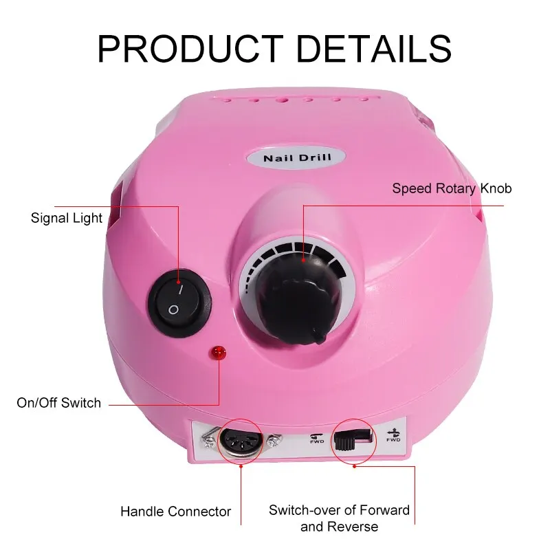 High-Speed Professional Electric Nail Drill Machine - Quiet Manicure & Pedicure Kit with Nail File and Cutting Tools