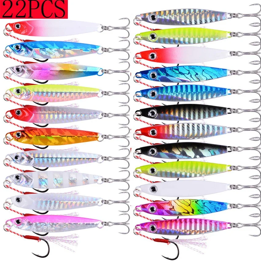 

22PCS Metal Spoon Jigs Carp Fishing Lures Set 40g 30g 20g 17g 10g 7g Crankbait Jig Spoons Wobbler Bait Sea Fishing Lures Pesca