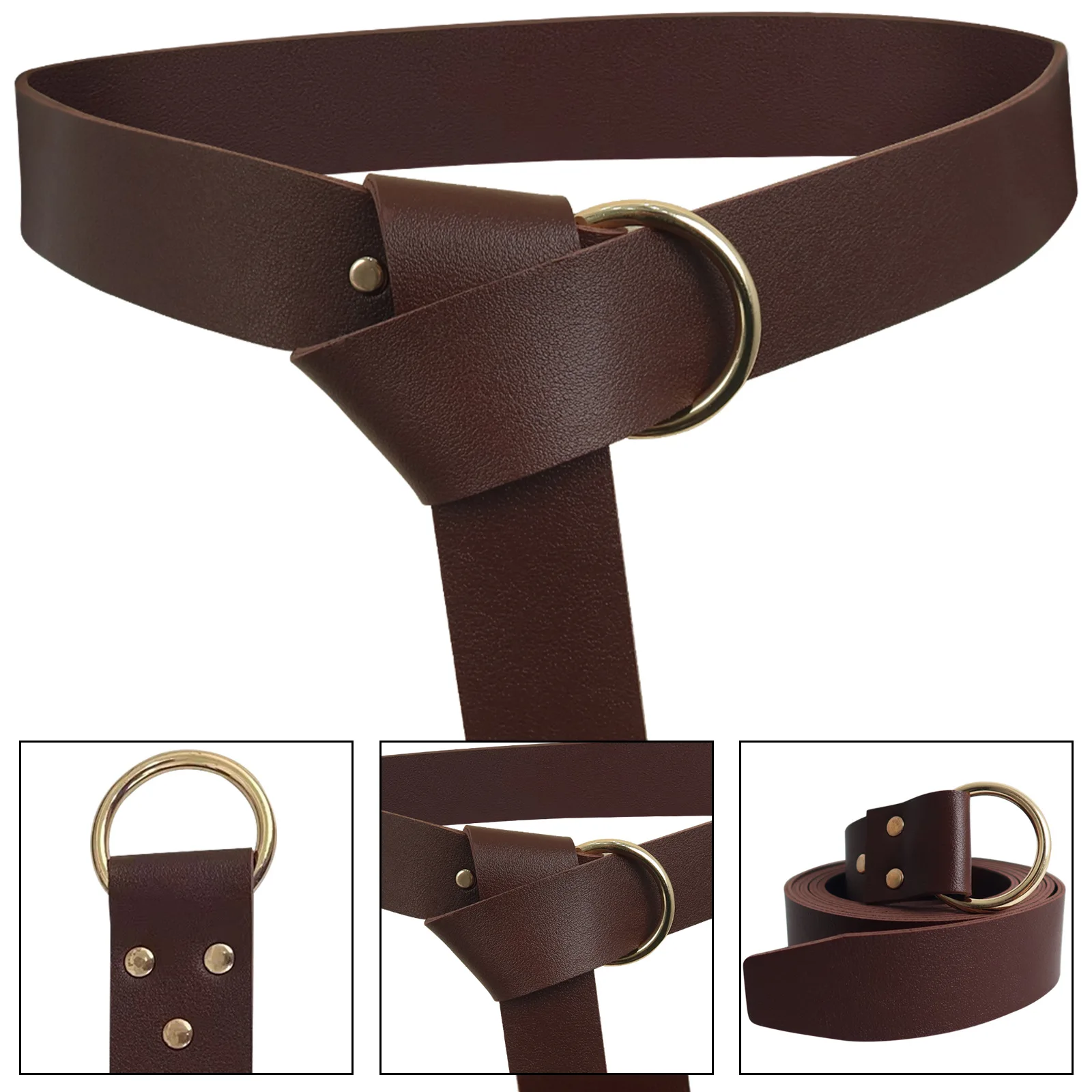 Leather Belt Sword Holder Sheath Medieval Retro Embossed Sword Belt Pouch Viking Style Arm Guards Knight Costume Cosplay Anime Accessories
