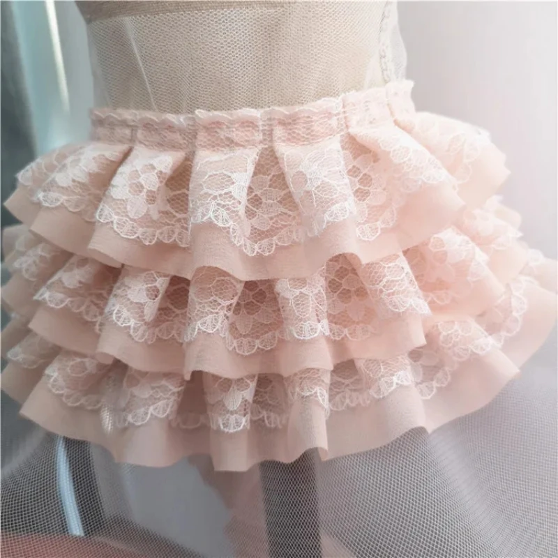 트렌드 많은 색상 3 레이어 쉬폰 메쉬 얇은 명주 그물 레이스 트림 패브릭 DIY 인형 스커트 커프스 커튼 가장자리 봉제 액세서리 소재