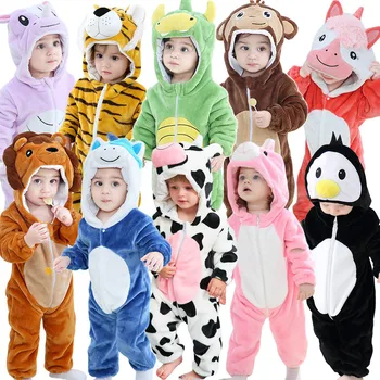 Baby Rompers Winter Kigurumi Lion Costume For Girls Boys Toddler Animal Jumpsuit Infant Clothes Pyjamas