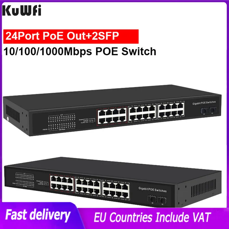 Kuwfi 4/8/16/24 Porte Poe Gigabit Poe Switch 10/100/1000Mbps Switch/ At Switcher Hub Rj45 Standard Estendere La Trasmissione 250M