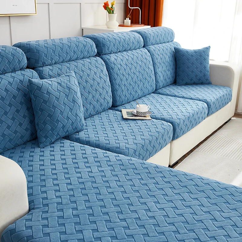 1pc Jacquard Sofa Slipcover Nonslip Elastic Sofa Cover Couch Cover for Bedroom Office Living Room Home Decor Furniture Protector 4