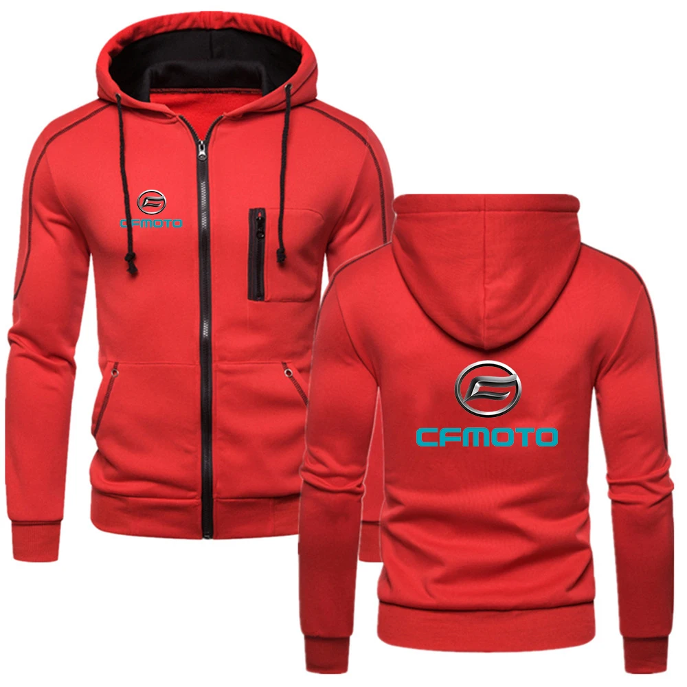 2023 Spring Autumn Cfmoto Logo Print Fashion Solid Color Zipper Hoodies Men Loose Casual Sports Cardigan High Quality Sweatshirt
