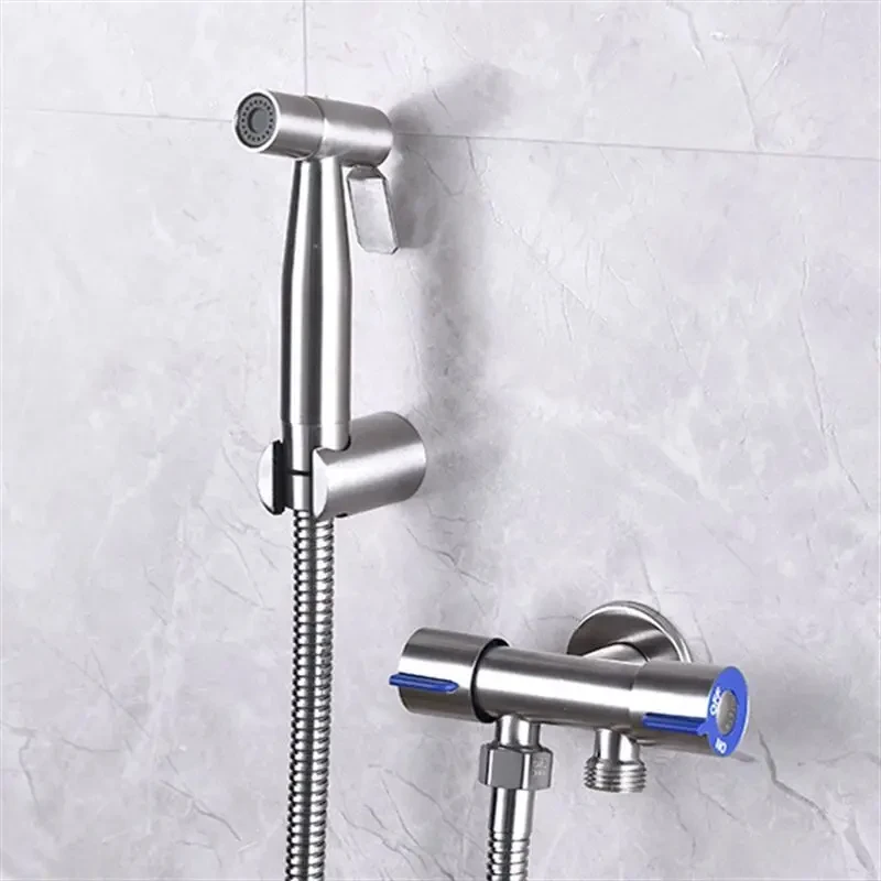 YXS Bathroom Toilet Bidet Sprayer Set 304 Stainless Steel Two Way Faucet With 1.5M Flexible Hose Bathroom Shower Head Set