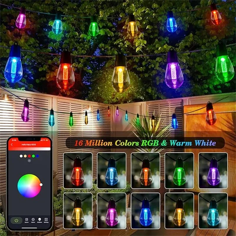 15M Bulbs Smart LED String Lights App Control Fairy Light Outdoor Christmas Garland Festoon Lamp Garden Party Decoration