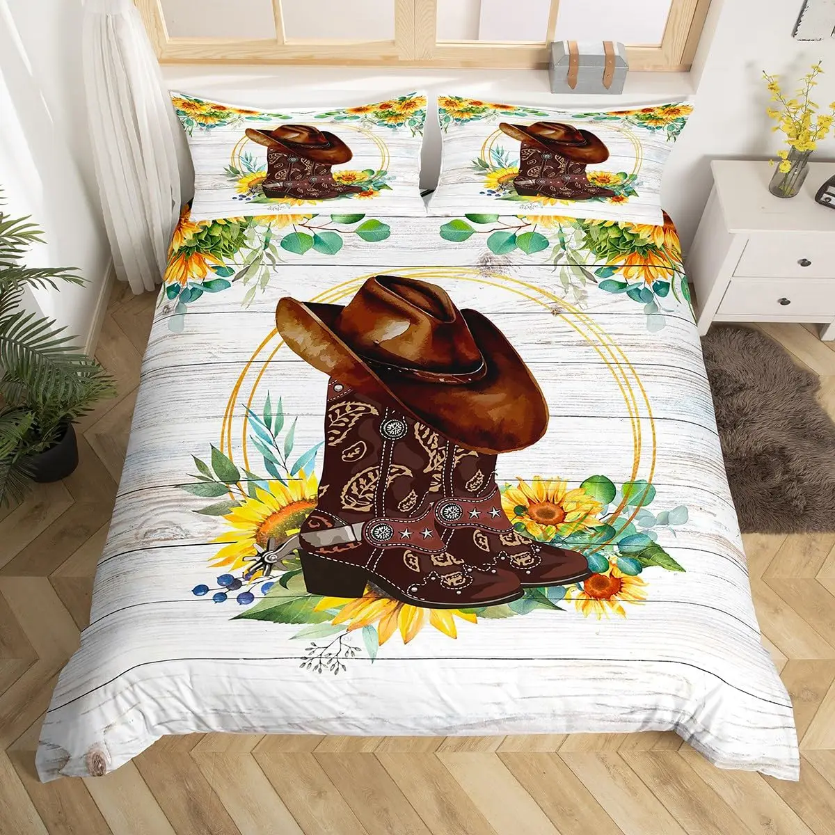Orange Sunflower Printed Bedding Set for Lover Couples Gift Flower Pattern Duvet Cover Quilt Home Use Bedlines Double Bed Quilt 3