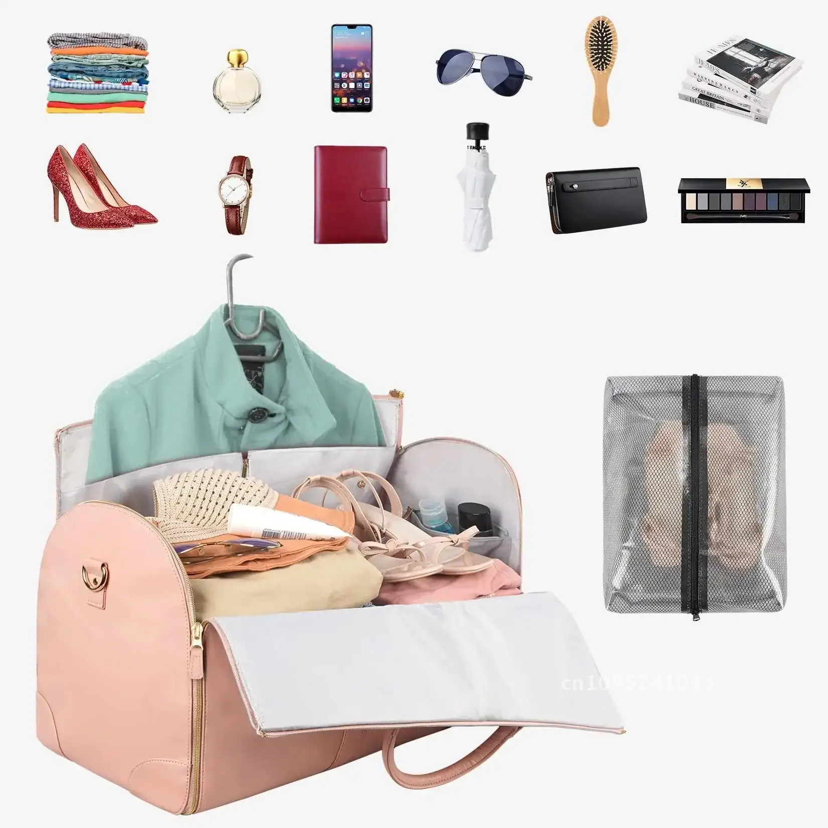 Foldable Women's Travel Convenient Carry-on Clothing Bag Large Leather PU Bag Travel Bag Business Duffel Women's 6