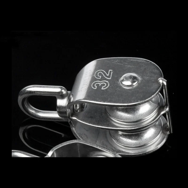 304 A2 Stainless Steel M15 M20 M25 M32 M50 Rotation Double Pulley Traction Lifting Sailing Boat Loading Pulley Block 3