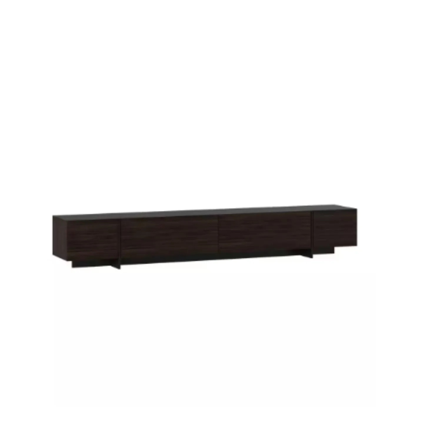 

US Black & Brown Wooden Grain TV Stand, Entertainment Center Fits TV's up to 90 in. with 4 with Door Shelves for Storage