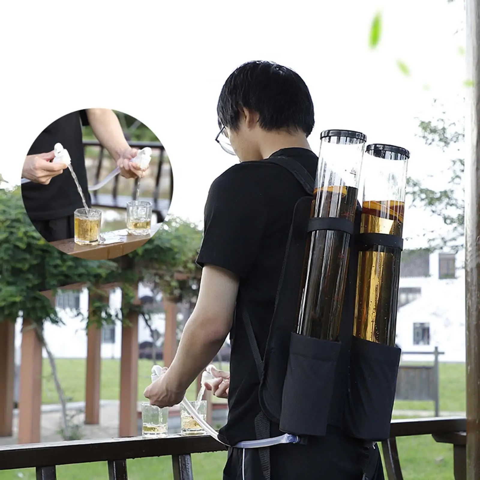 Barrel Beer Dispenser Portable Backpack Dispenser for Outdoor Beverage Dispenser Camping Party Supplies 3