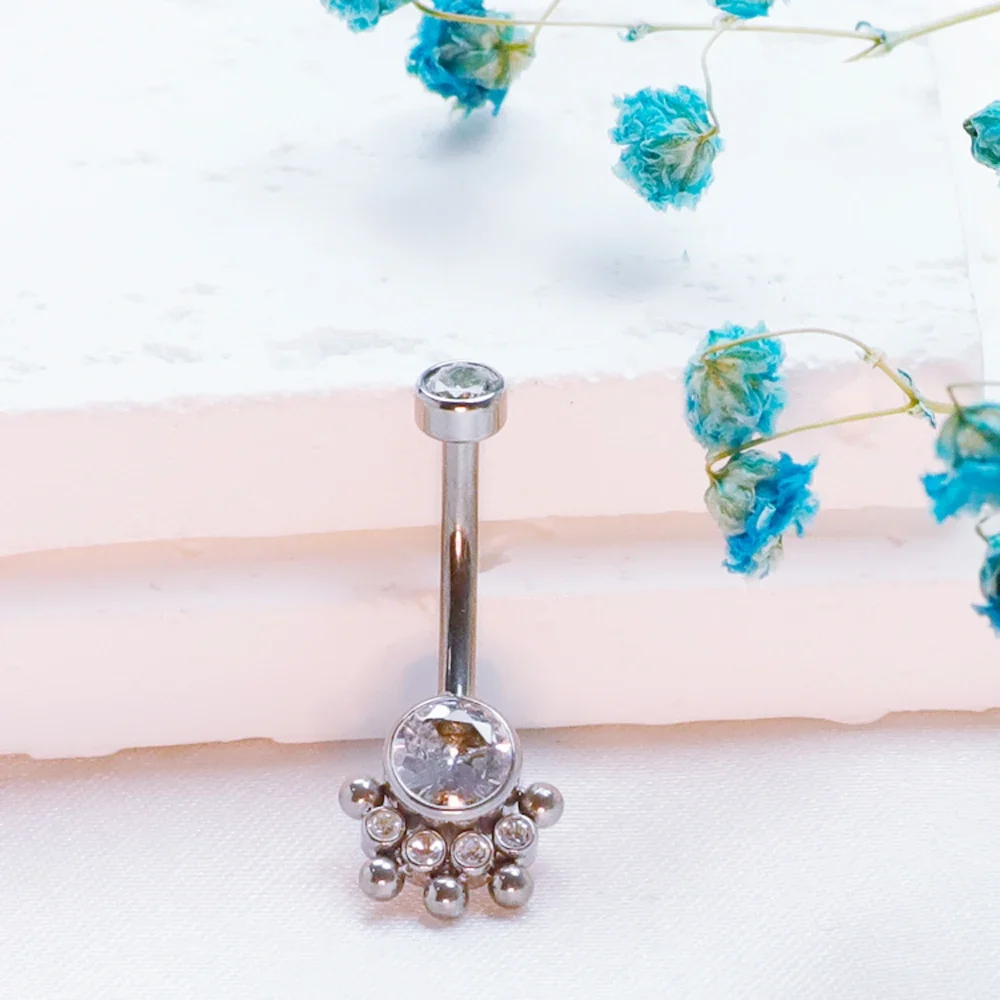 

F136 Titanium Navel Piercing Industrial Septum Belly Button Ring 16g for Women Zircon Helix Hinged Segment Sexy Body Jewelry