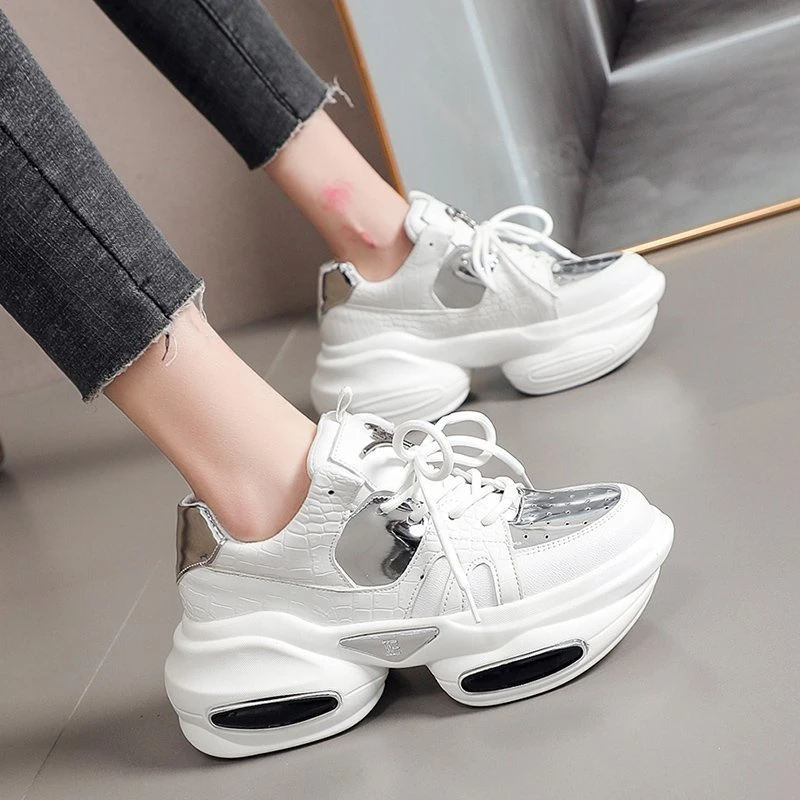 Zapatillas altas de cuero para mujer, zapatos diseñador a la moda, color blanco, otoño|Zapatos vulcanizados mujer| - AliExpress