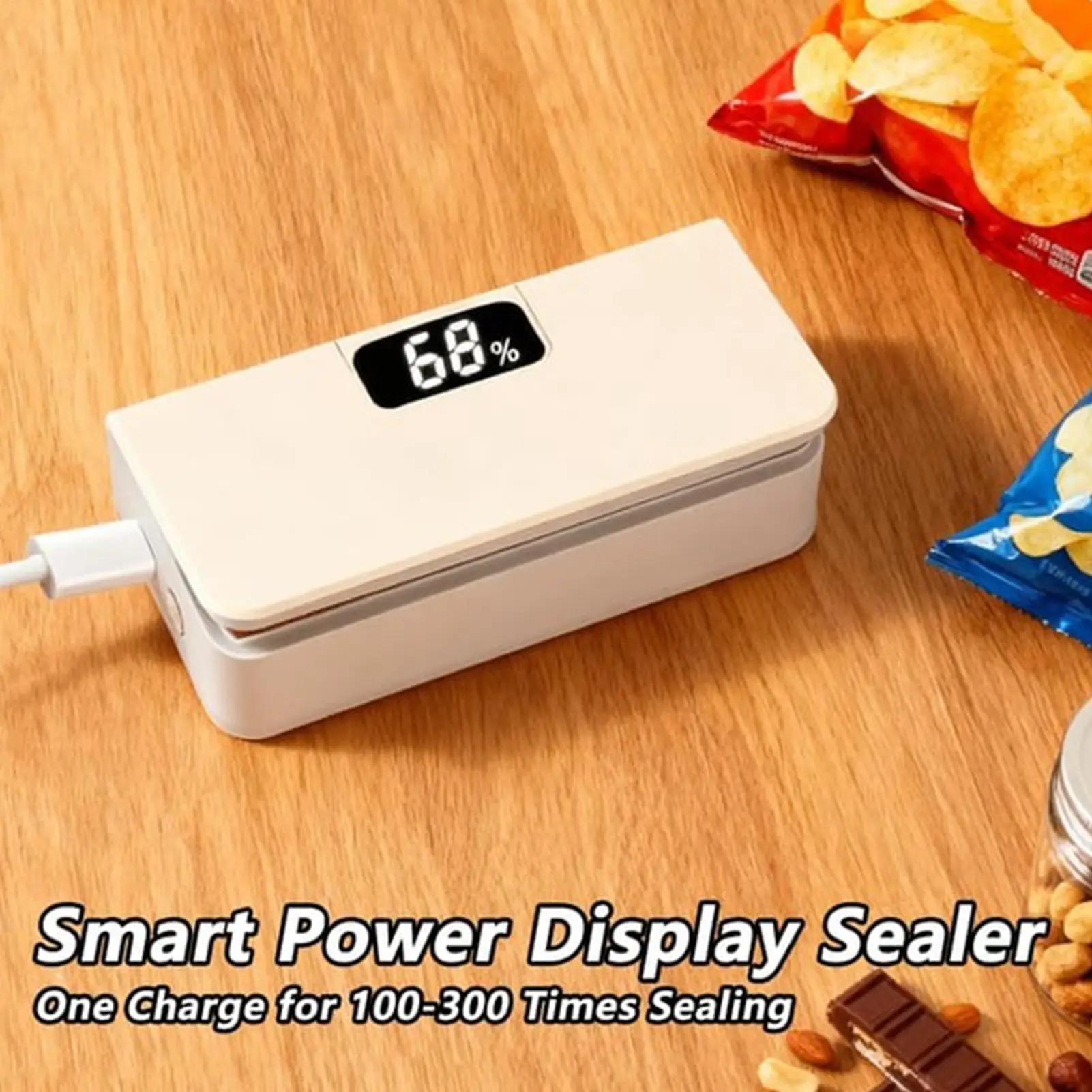 Mini Sealer Rechargeable Adjustable Speed LED Display Heat Seal With Cutter Electric Handheld Sealer Machine for Chip Snack Bag 2