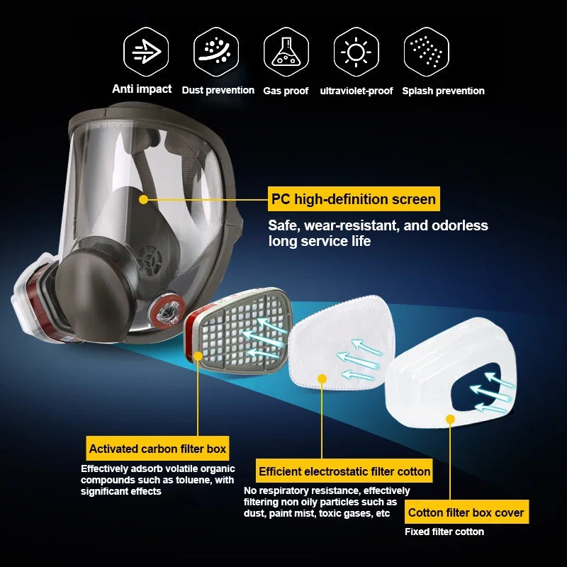 Gas mask full face 6800 for industrial gas formaldehyde protection