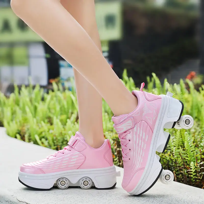 Fashion Deformation Roller Skates Shoes Four Wheels Parkour Roller Skates Women Men Roller Shoes Children Adult Running Sneakers Kids Sneakers Aliexpress