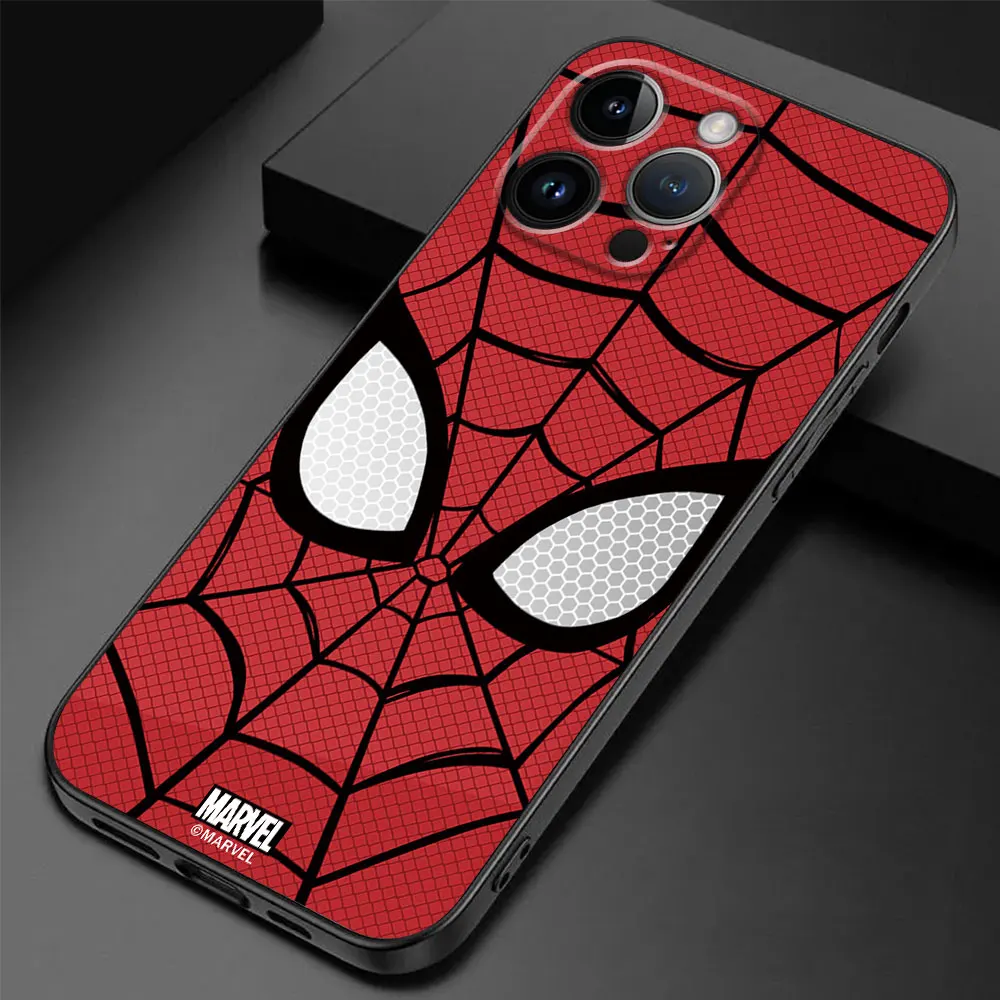 Marvel superhero Spider Man Phone Case for Apple iPhone 15 Pro Max SE 13 XS X 7 6s 14 12 Mini 8 Plus 11 Pro XR Cover Black Soft
