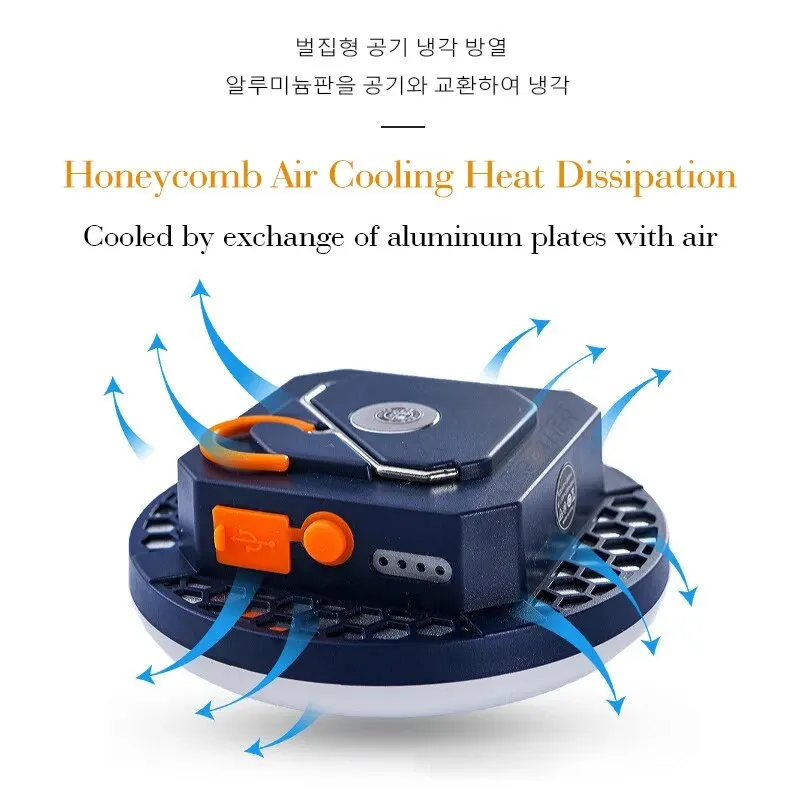 충전식 강력한 조명 캠핑 랜턴, 자석 포함, 휴대용 손전등, LED 텐트 조명, 작업 수리 조명