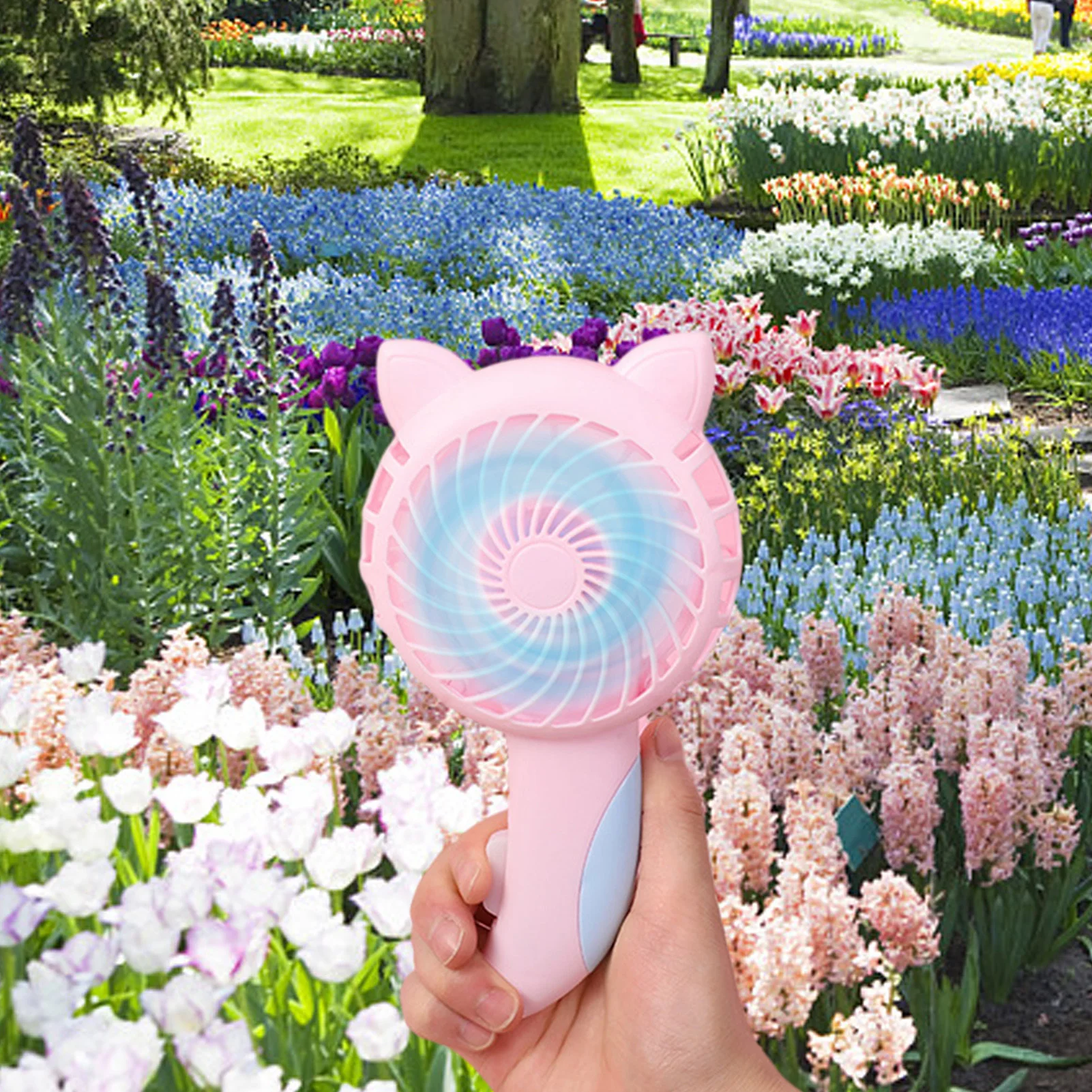 Cartoon hand-pressed hand-cranked mini portable hand-held manual fan for children
