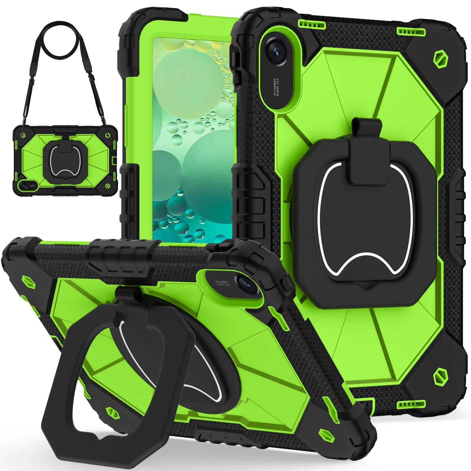 Heavy Duty Shockproof Rotating Stand Case with Shoulder Strap