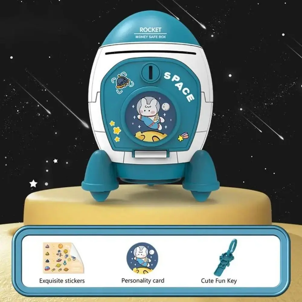 Password Lock Rocket Piggy Bank Fingerprint Money Box Electronic Bank Safe Box Safe Large Capacity Children Money Boxes