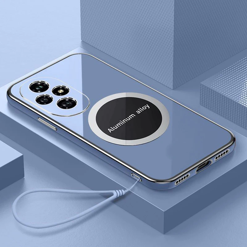 Luxury Magnetic Attraction Shockproof Silicone Back Cover in Elegant Square Plating Design