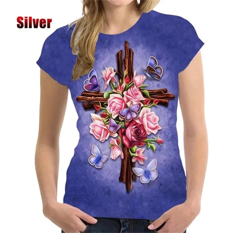 Roses Flower T Shirt Women 3D Floral Blossom Printed T-shirt