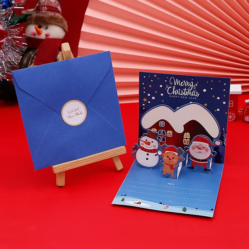 3D Pop Up Christmas Greeting Cards with Envelopes – Folding Message Cards Featuring San... - SKU PCGC0953 - UGI Packaging