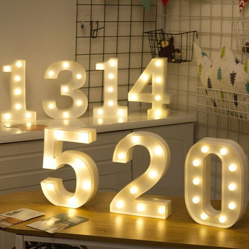 

Alphabet Letter LED Night Light Number Lamp Birthday Wall Wedding Party Bedroom Decoration Cute Light Lamp Home Decor Led Lights