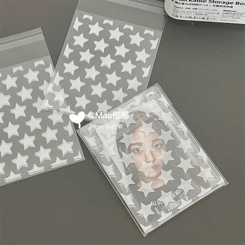 50pcs/bag Stars Prints Self Sealing OPP Bag Stars Photos Storage Organizer Mini Cards Bag Holder Transparent Pocket self sealing opp bag