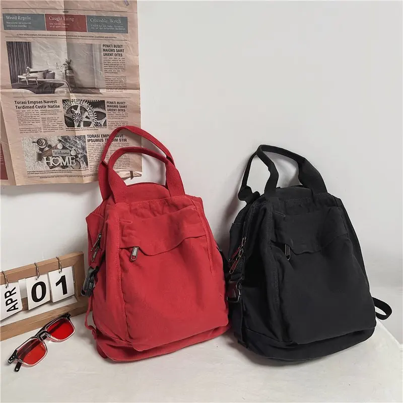 New Arrivals Solid Nylon Simple High Capacity Backpack for Students