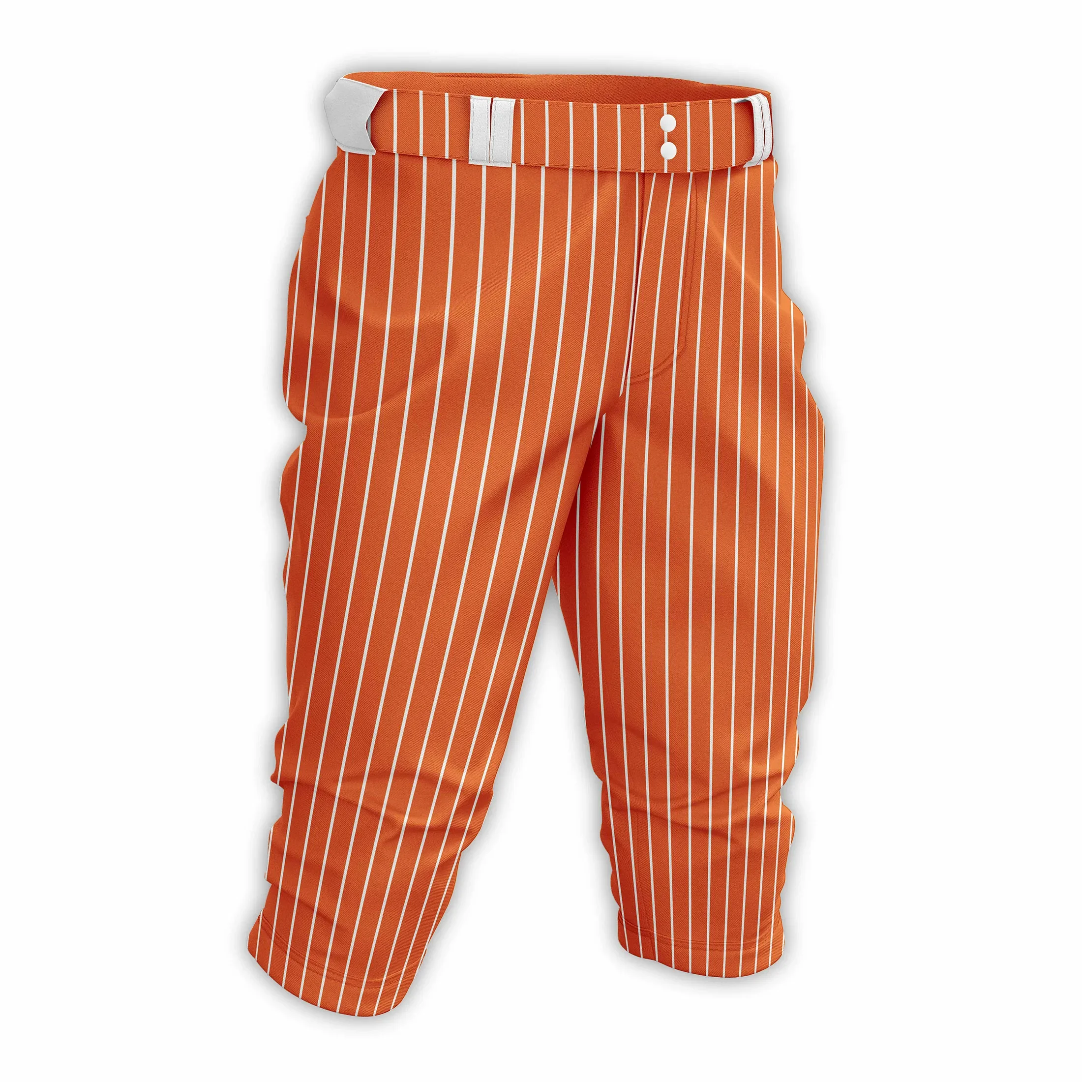 Stylish White Striped Baseball Middle Pants with Softball Design Perfect Fit for Men and Women