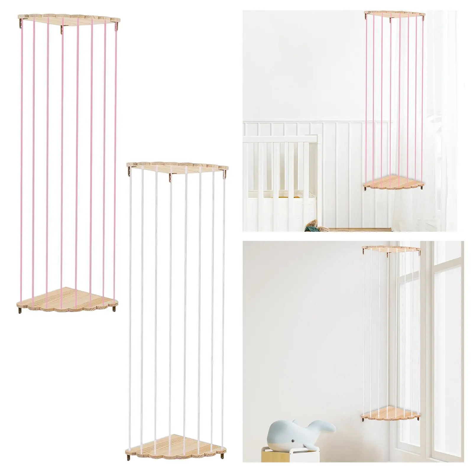 Wood Corner Plush Toys Holder Doll Storage Bucket Vertical Large Capacity Adjustable Height Wood Soft Toy Shelf for Playroom 3