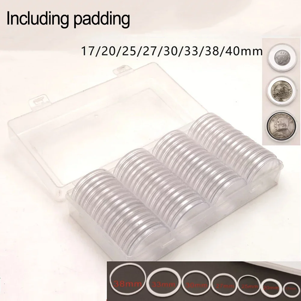 

60pcs 40mm Coin Capsule Holder Coins Collection Organizer Commemorative Storage Box Coin Capsule Case Container