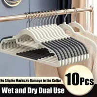 Hanger 10Pcs Anti-Slip Grey Multifunctional Wet and Dry Household Hanger Suitable for Hanging Storage Clothes Bedroom Ward 1